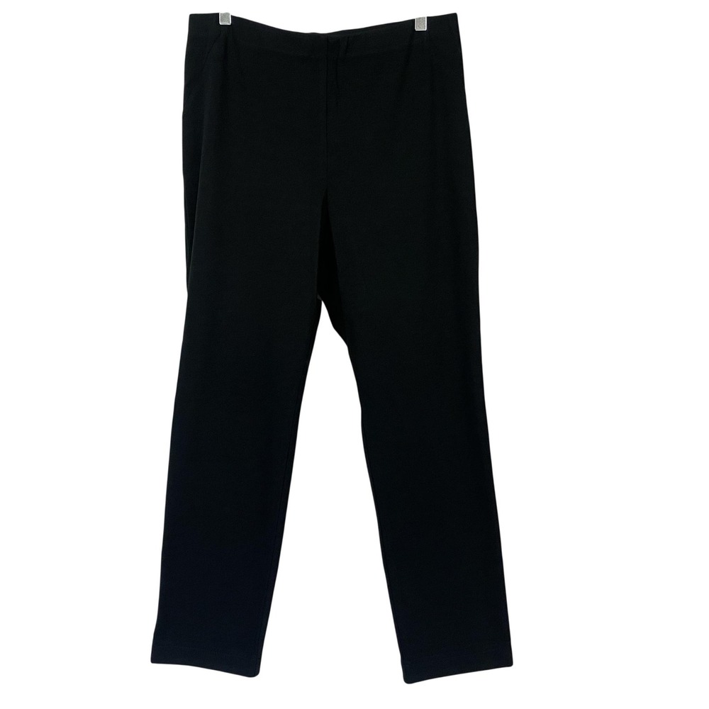 J Jill Pants Womens Large Solid Black Ponte Knit Slim Leg Stretch Pull On 32x29